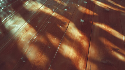Poster - Sunlit wooden texture with play of light and shadow for creative design
