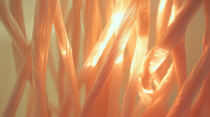 Poster - Elegant wood texture with silky cords and soft ambient light for interior design inspiration