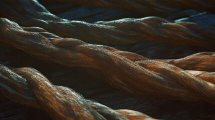 Poster - Intricate wooden texture with silk cords and soft light for natural design