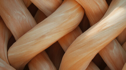 Poster - Natural wood texture with interwoven silk cords and soft light
