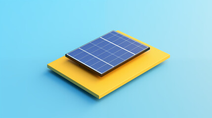 illustration of 3d solar panel on pastel blue background