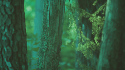 Aufkleber - Natural forest serenity: wood texture with soft green moss highlights