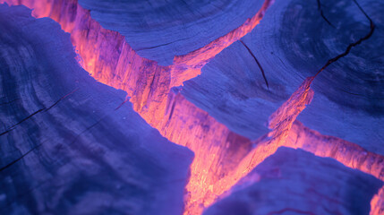 Aufkleber - Enchanting wood texture with emitting soft purple light for creative design