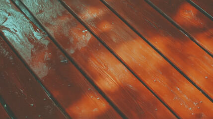 Poster - Warm sunlit wooden planks with natural texture and highlights