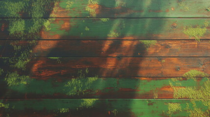 Poster - Rustic wooden texture with varied density moss for natural background design