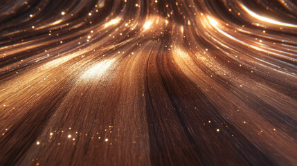 Poster - Abstract vibrating strings on wooden texture with bright sparkles for artistic backgrounds