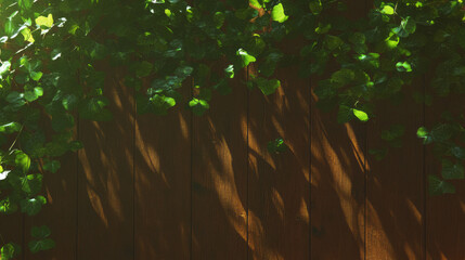 Leinwandbilder - Warm sunlit wooden texture with leafy shadows for nature-themed designs