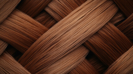 Poster - Intricate texture of woven silk strings on wooden surface for design and decor