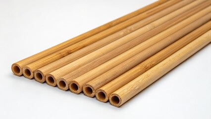 Poster - Bamboo Straws on White Background