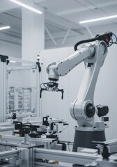 Poster - Robotic arm in modern automated factory. High-precision manufacturing equipment for industrial production. Smart technology for Industry 4.0 revolution.