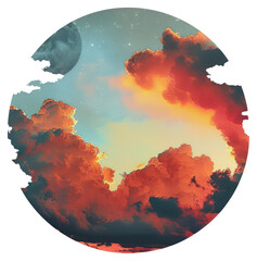 Wall Mural - png cloud collage cutouts sky clouds illustration.