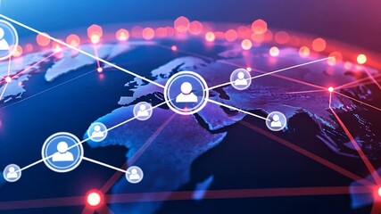 Global network connection digital world map