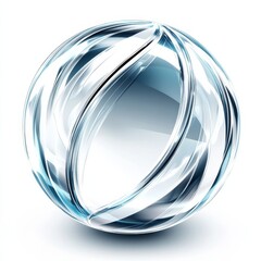 Aufkleber - Abstract Sphere of Blue and White Glass with Swirling Lines, Reflecting Light on a Clean White Background