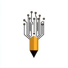 Aufkleber - Digital Creativity: A Pencil with Circuit Board Roots Symbolizing Innovation and Technological Advancement.