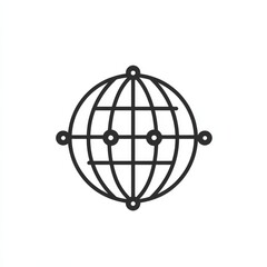 Poster - Global Network Connection:  A minimalist black and white vector illustration of a stylized globe with connections.