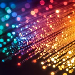 Aufkleber - Illuminated Fiber Optics Displaying a Spectrum of Colors, Creating a Vibrant and Captivating Abstract Light Design.