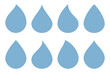 © Svetlana - Set of blue water droplet silhouette. Drop simple icon. Rain drops various shapes flat design isolated on white. Element for logo, sticker, cosmetic package, forecast graphic Design