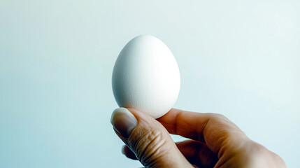 Aufkleber - Delicate Balance of a Gentle Hand Holding a Fragile White Egg in a Minimalist Setting