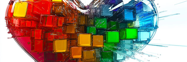 Poster - Digital Artwork Featuring a Colorful Glass Heart With a Modern Artistic Twist