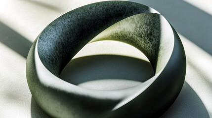 Aufkleber - Sliced Olive Casting a Shadow Resembling an Infinity Loop in a Minimalist Setting