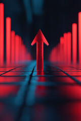 Poster - Bold Red Arrow Illuminates a Path of Technology in a Striking Abstract Composition of Light and Design