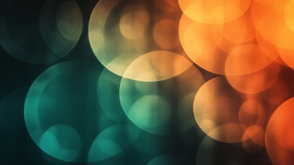 Wall Mural - Abstract bokeh circles in teal and orange color scheme