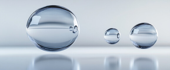 Aufkleber - close-up of floating water droplets with light reflection, showcasing purity, clarity, and natural b