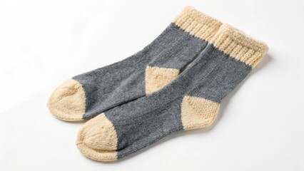 Sticker - Gray and Beige Socks on White Background