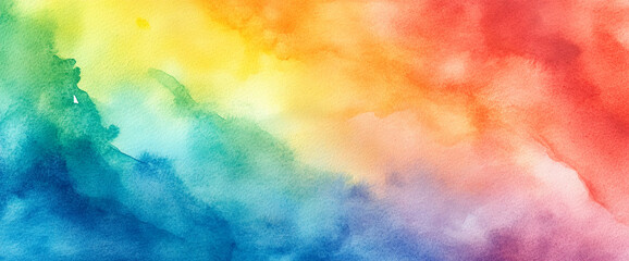 Poster - A vibrant watercolor painting with smooth transitions between yellow, green, blue, and red hues, symbolizing fluidity and creative expression in colorful artwork.
