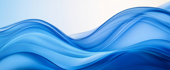 Wall Mural - Abstract blue waves flowing smoothly in a seamless motion, symbolizing fluidity, tranquility, and calm, perfect for a background or design concept.