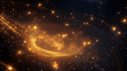 Leinwandbilder - A cosmic scene where surrounding stars are overlaid with faint radiant grids