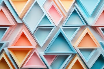 Leinwandbilder - Colorful geometric paper art displays a vibrant blend of pastel shades reflecting creativity and design