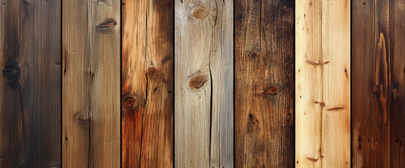 Aufkleber - Close-up view of a variety of wooden planks with different textures and colors, showcasing the natural and rustic patterns of wood. Perfect for design and texture backgrounds.