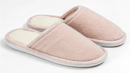 Wall Mural - Pink Slippers on White Background