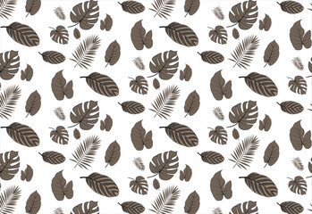 Naklejka na meble pattern tropical plant leaves with background white, seamless plaid pattern vector. nature background fabric. For backdrop, paper pattern, paper wrap, wallpaper, fabric texture and style