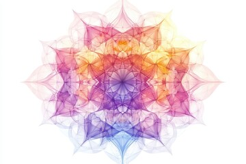 Poster - Colorful geometric pattern featuring intricate floral shapes and vibrant gradients on a bright background