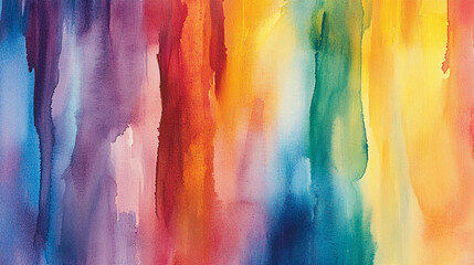 Poster - Abstract watercolor art in vibrant rainbow colors, showcasing a beautiful blend of red, blue, yellow, and green, symbolizing creativity, expression, and vibrant energy.