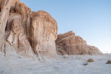 Poster - Stunning rock formations in the Sinai desert during golden hour in Egypt create a mesmerizing natural landscape