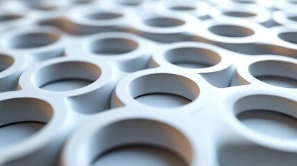 A white three dimensional pattern with multiple circular openings