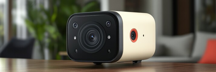 Poster - Motion detection camera captures security footage in modern workspace setting