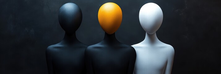 Poster - Figures in black and white with a yellow accent conveying a striking visual contrast