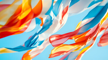 Wall Mural - A close-up of a wind turbines rotor and blades in motion against a bright blue sky.