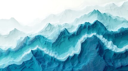 Naklejka na meble This image depicts a serene landscape of layered snow capped mountains