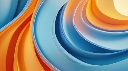 Poster - Abstract Blue and Orange Swirls: Dynamic Motion Art in Modern Digital Design
