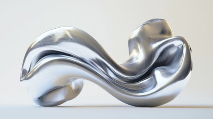 Poster - 3D render of an abstract wavy sculpture with pearlescent car paint