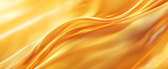 Aufkleber - A close-up image of golden satin fabric with smooth flowing folds showcasing luxury, elegance, and opulence, symbolizing warmth, comfort, and richness.