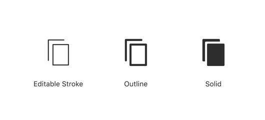 Poster - layers icon. stack icon. copy icon. more photos icon. list icon. editable stroke, outline flat style