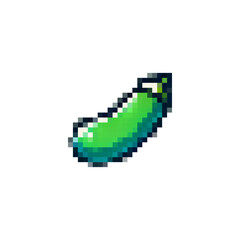 Poster - Pixel zucchini icon. Zucchini vegetable logo in pixel style of the 80s, 90s. Zucchini food for games, websites, animations. 8 bit icon. Vector vintage retro zucchini icon.