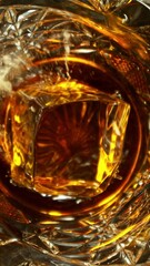 Fototapete - Super Slow Motion of Falling Ice Cube into Cola Drink. Filmed on High Speed Cinema Camera, 1000 fps, Camera Tracking the Target. Vertical Aspect Ratio