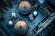 © Dominik - Luftaufnahme einer chemischen Produktionsanlage mit Rohrsystemen und Tanks